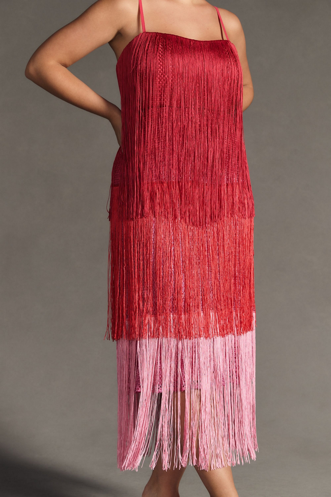 Let Me Be Tiered Fringe Ombre Dress