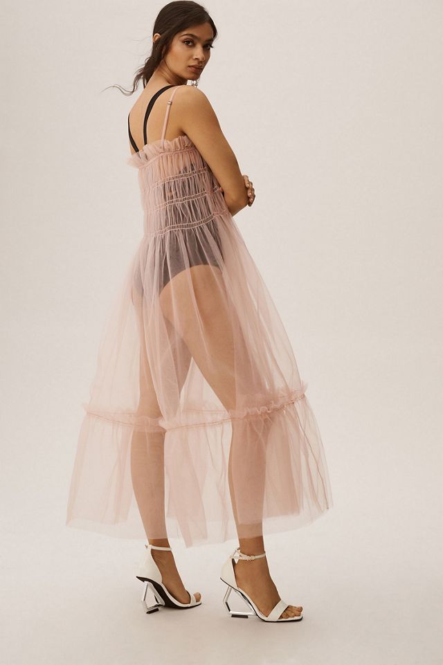 Sheer Smocked Slip Dress #1