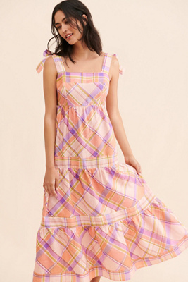 Kachel Tie Strap Linen Maxi Dress | Anthropologie