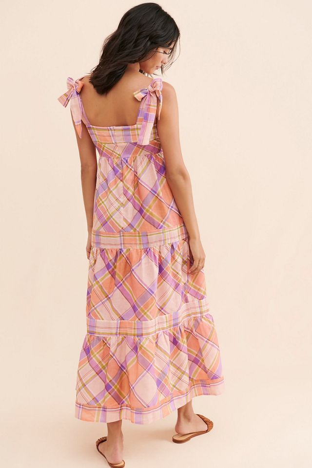 Kachel Tie Strap Linen Maxi Dress #1