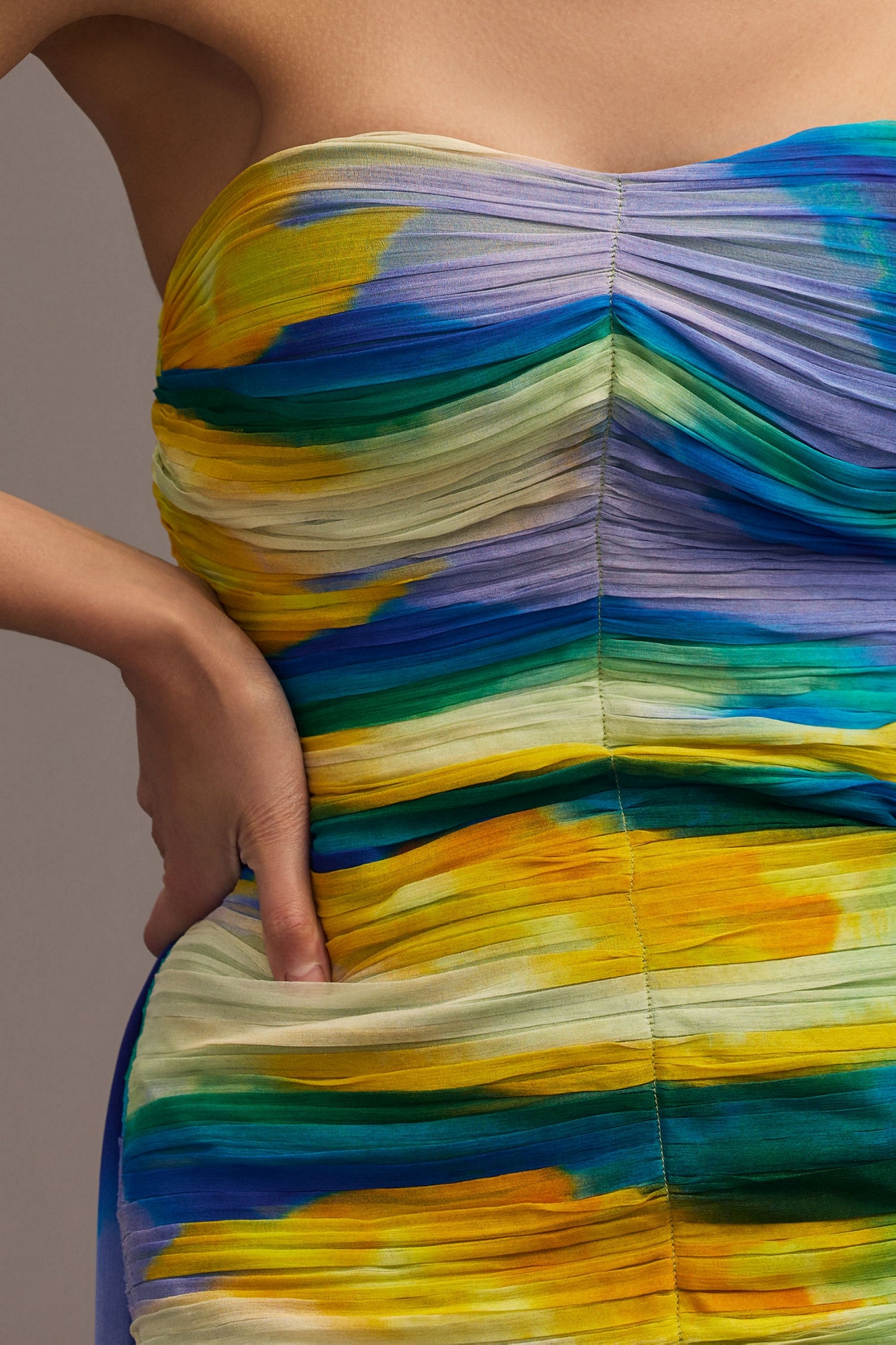Vineet Bahl Blurred Sheer Mini Train Dress