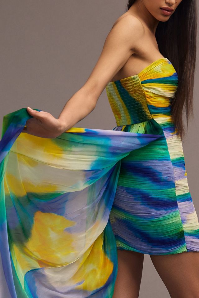 Vineet Bahl Blurred Sheer Mini Train Dress #3