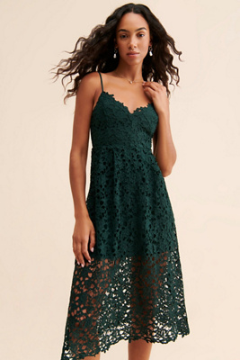 navy blue dress for baby girl ASTR the Label Lace V-Neck Midi Dress