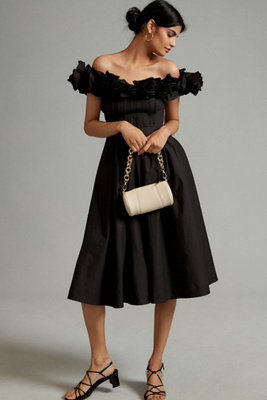 anthropologie black ruffle dress Weston Wear Anthropologie Black Ruffle Tank Dress with Embroidered Sca   The Saved Collection