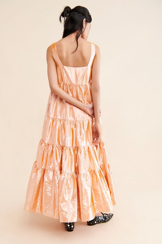 Let Me Be Tiered Maxi Metallic Dress #1