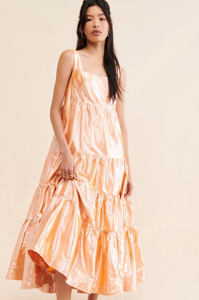 Let Me Be Tiered Maxi Metallic Dress #3