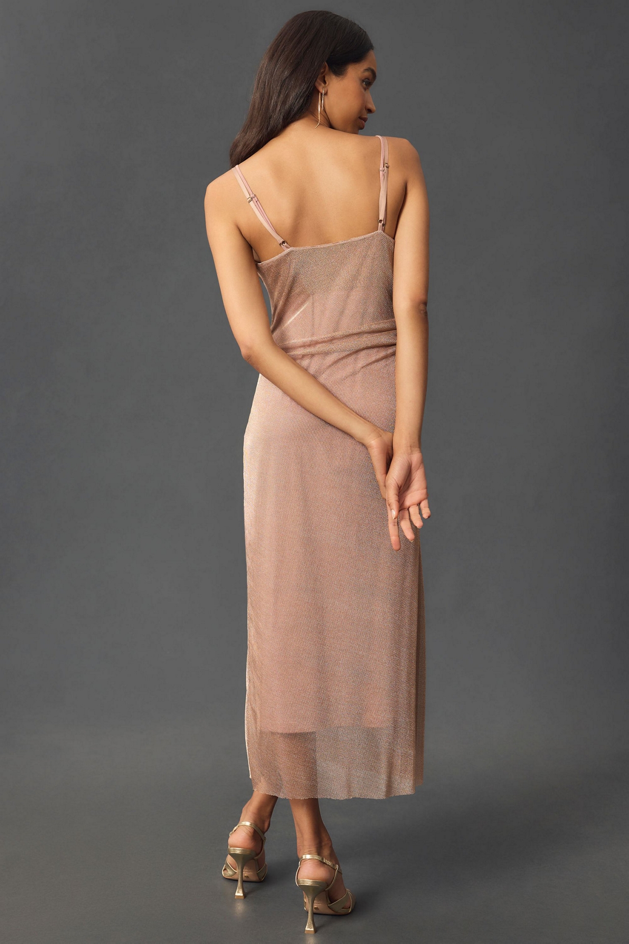 Shine Mesh Cowlneck Dress
