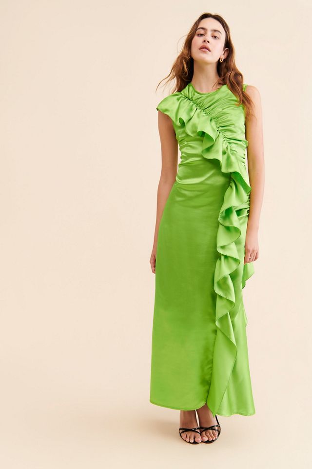 Let Me Be Sleeveless Floral Satin Ruched Dress #3
