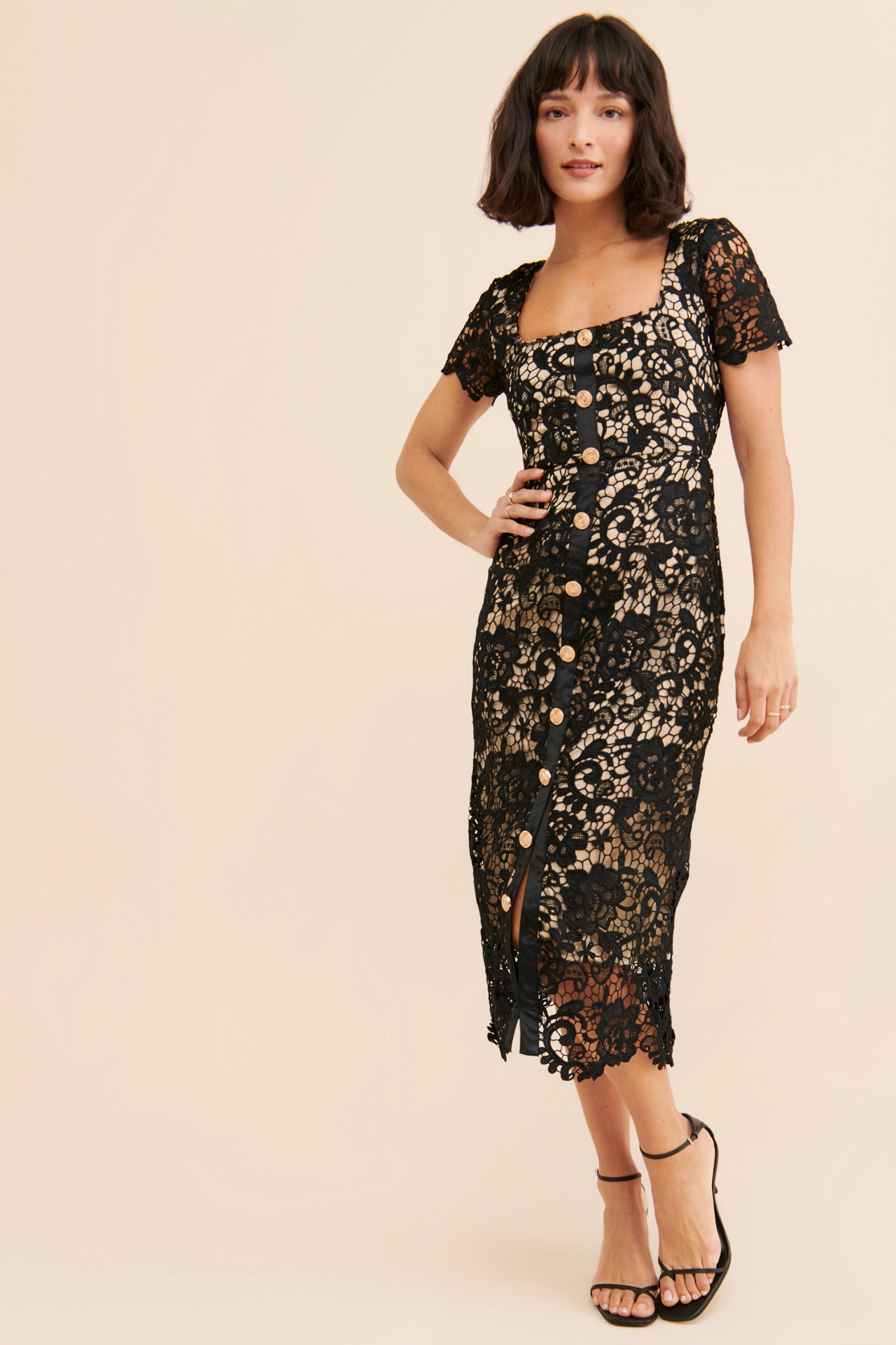 Rachel Parcell Button Down Lace Midi Dress