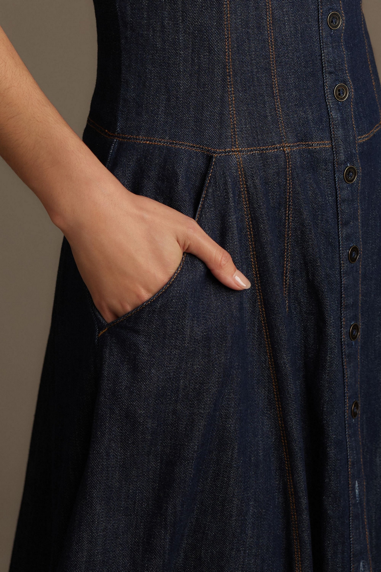 Maeve Square-Neck Buttondown Corset Dress