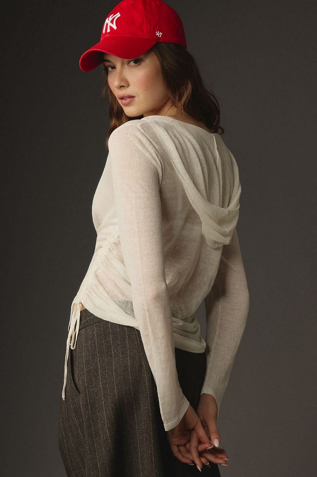 Sheer Drawstring Sweater #1