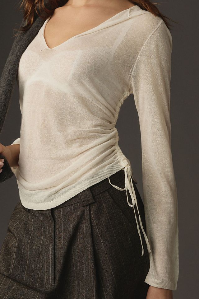 Sheer Drawstring Sweater #2
