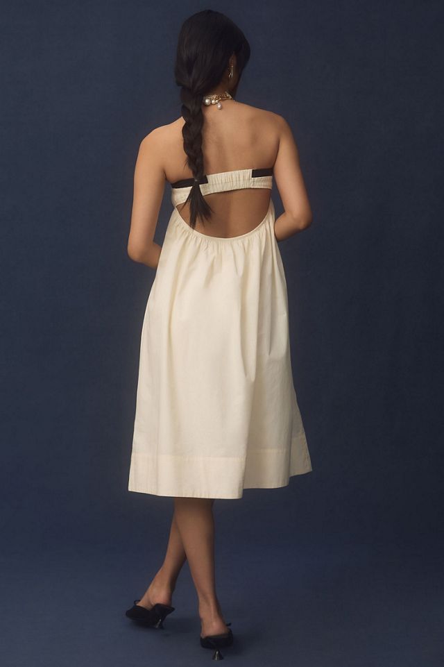 Maeve Strapless Pintuck Open-Back Dress #1