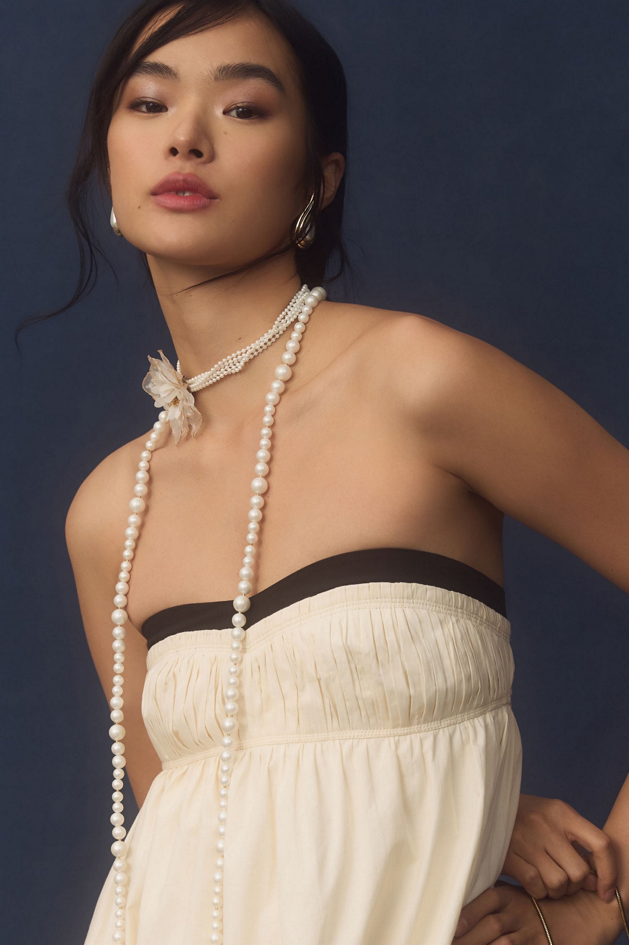 Maeve Strapless Pintuck Open-Back Dress