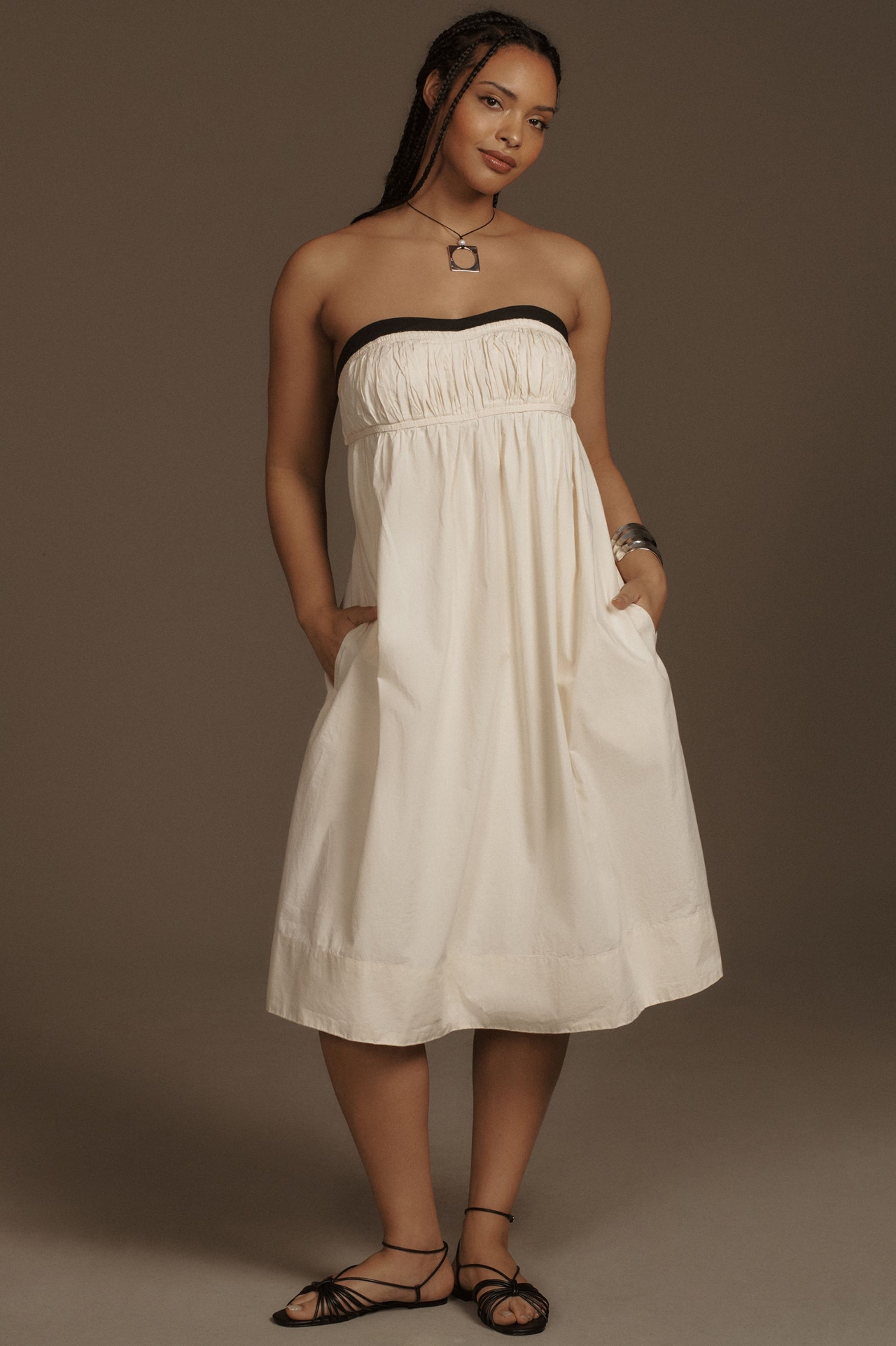 Maeve Strapless Pintuck Open-Back Dress