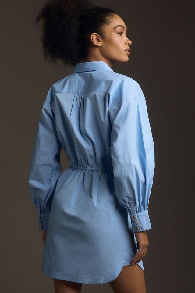 Maeve Long-Sleeve Poplin Mini Shirt Dress #1
