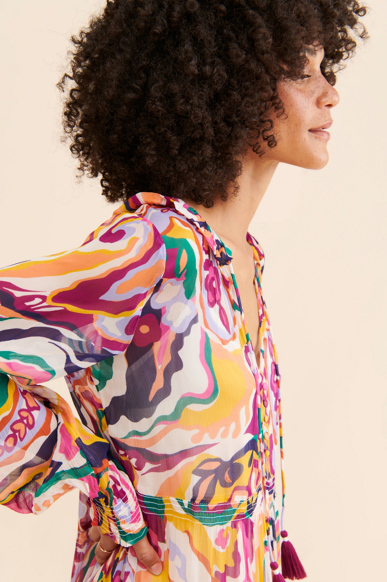 The Marais Printed Chiffon Maxi Dress
