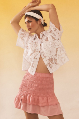 Gagess Linen Mini Skirt ピンク Linen mini skirt | Gajess