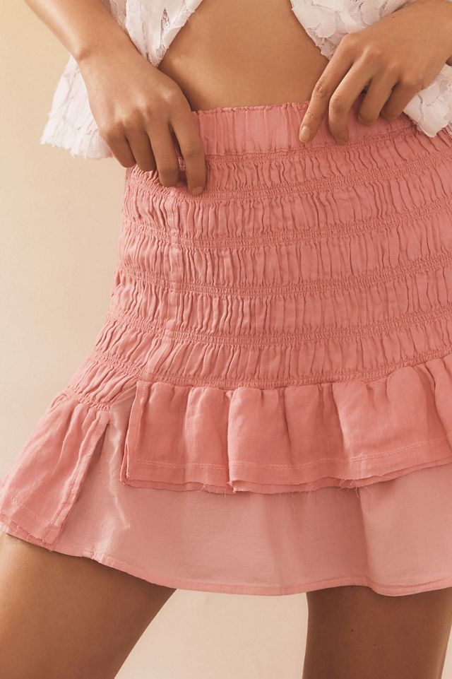 Ruched Linen Mini Skirt #2