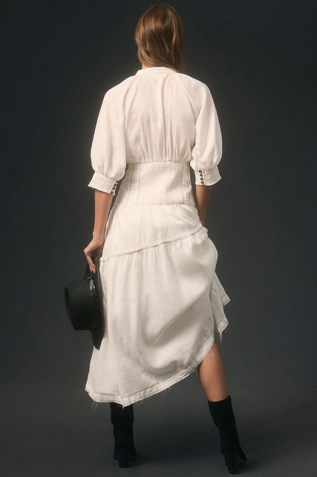 V-Neck Corset Midi Shirt Dress #1