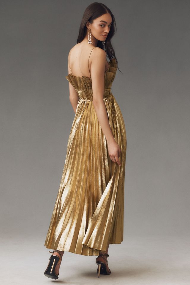 Acler Sanna Pleated Metallic Maxi Dress #2