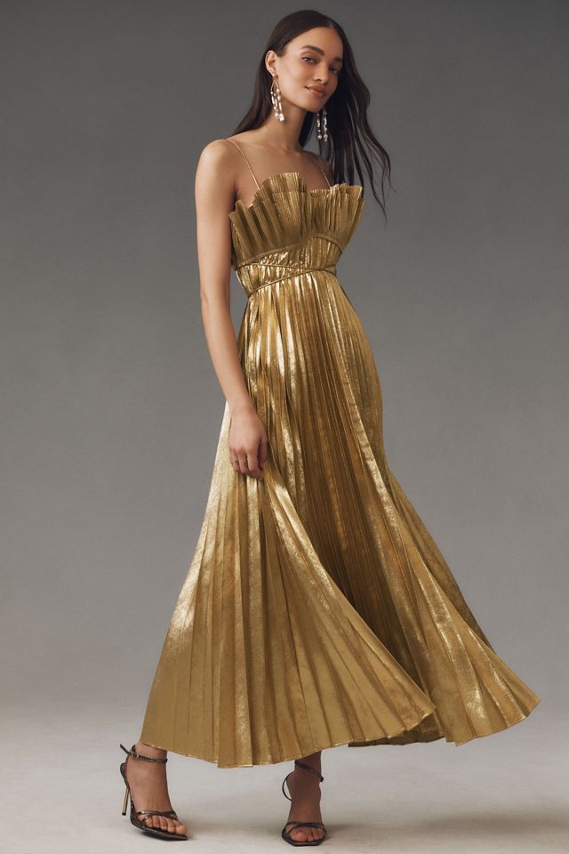 Acler Sanna Pleated Metallic Maxi Dress #3