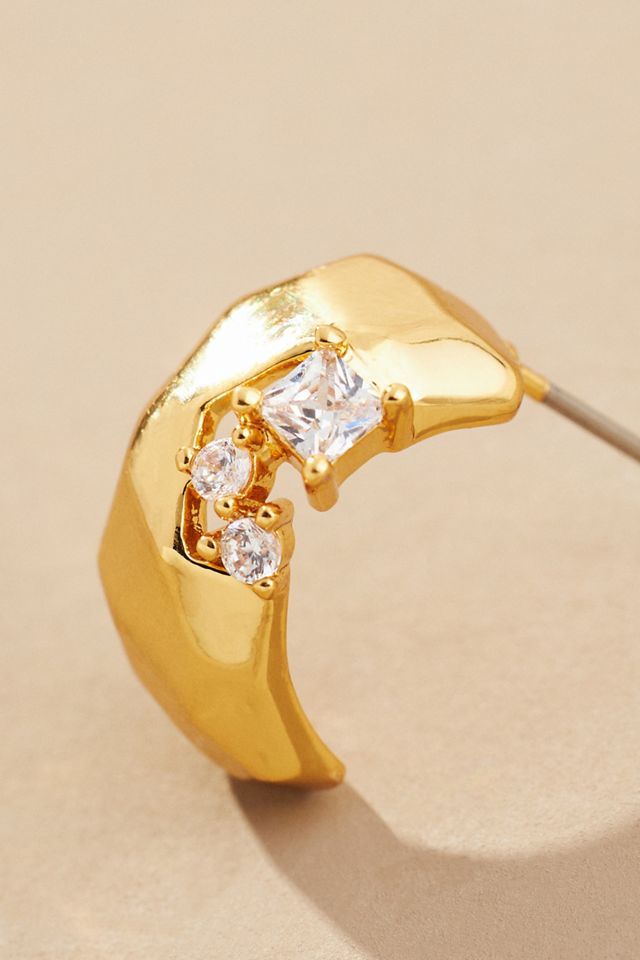 Rocky Crystal Huggie Earrings #1