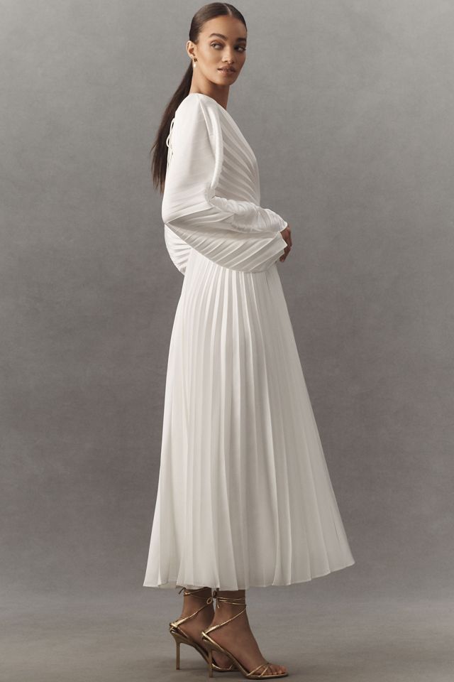 Acler Wonastow Long-Sleeve Pleated Satin Maxi Dress #3
