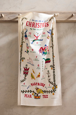 Terrain 12 Days Of Christmas Dish Towel In Multicolor