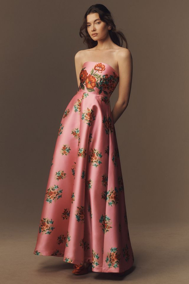 Aston Studio Audrey Strapless Floral Taffeta Maxi Dress #1
