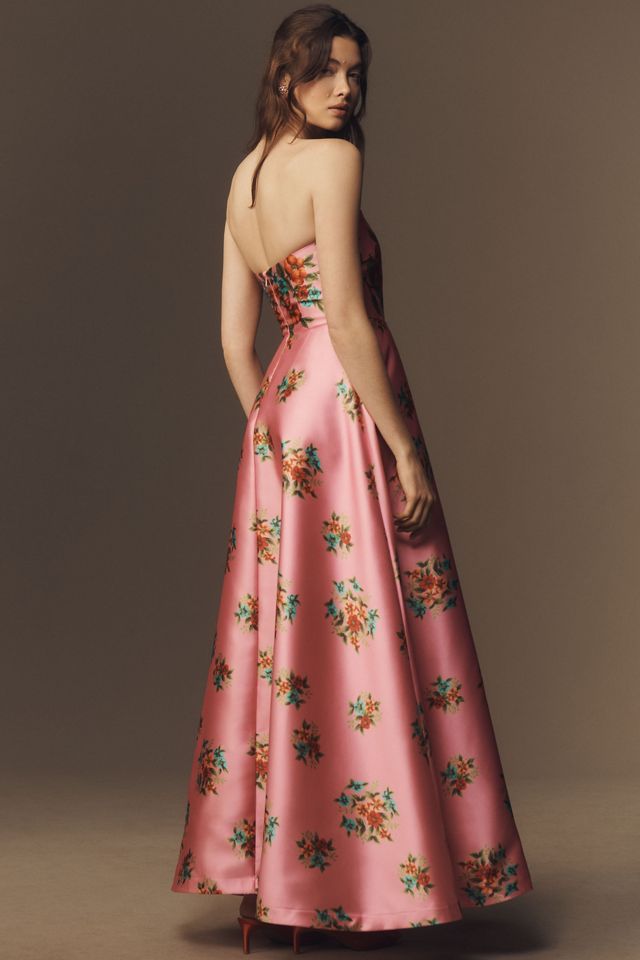 Aston Studio Audrey Strapless Floral Taffeta Maxi Dress #3