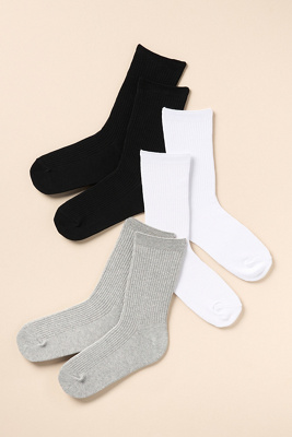 By Anthropologie Trouser Socks, Set Of 3 In Grey