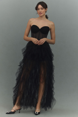 chinese dress ladies Strapless Ruched High Low Gown