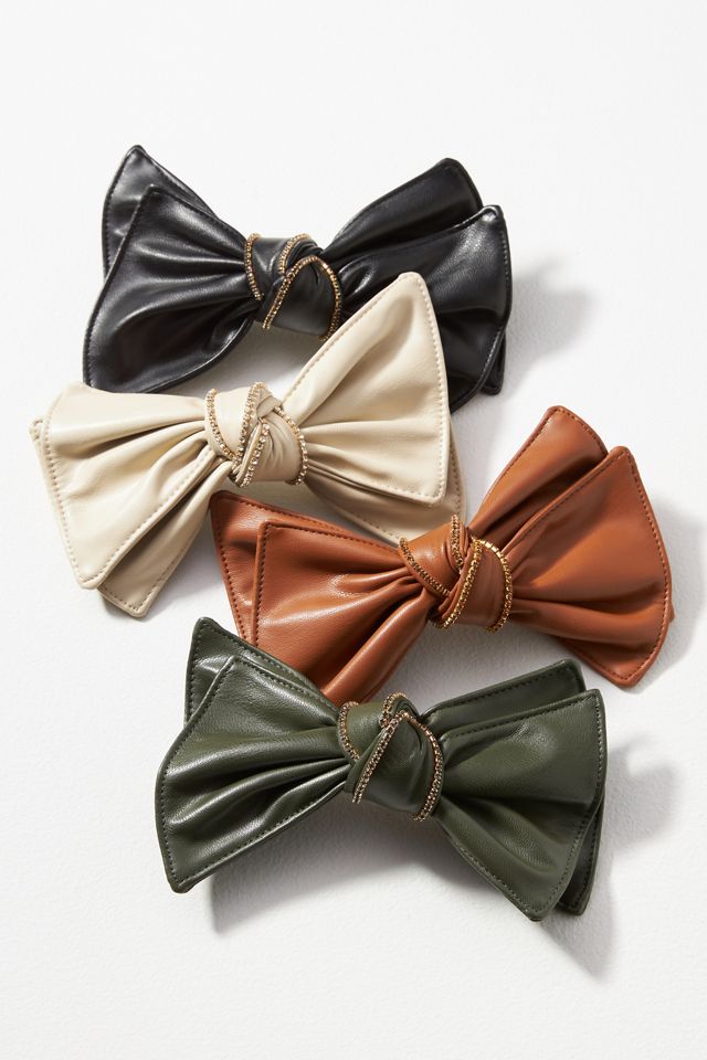 Studded Faux-Leather hair Bows, Set of 2 #1