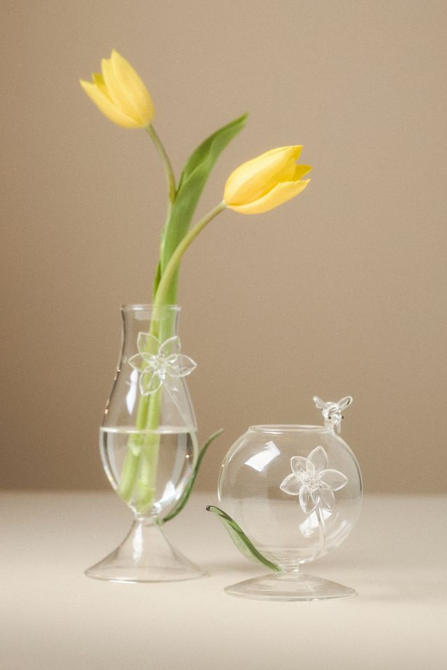 Ivie 3D Floral Clear Glass Bud Vase #2