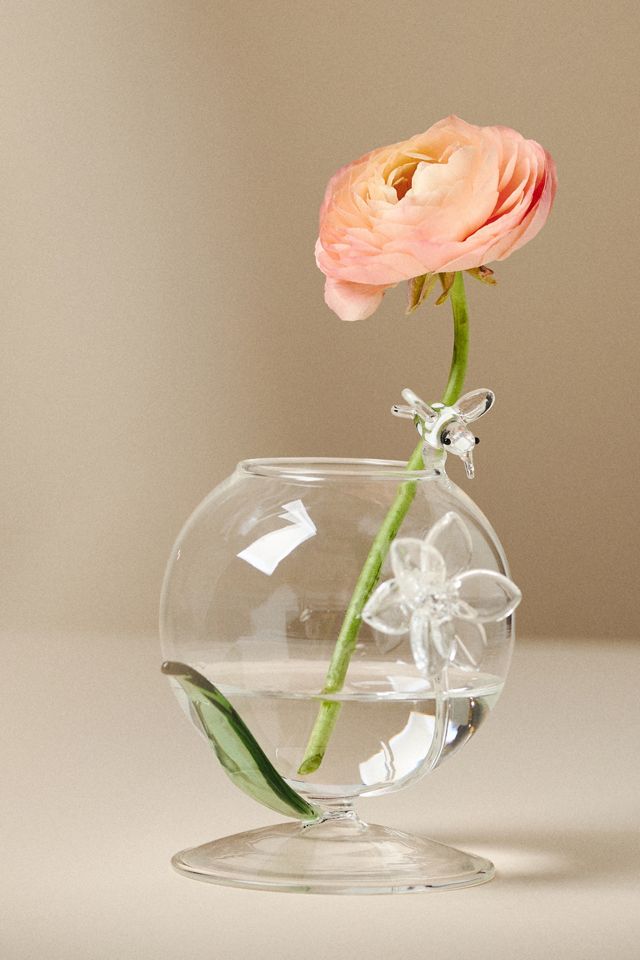 Ivie 3D Floral Clear Glass Bud Vase #1