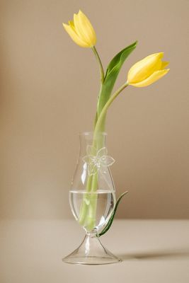 Ivie 3D Floral Clear Glass Bud Vase