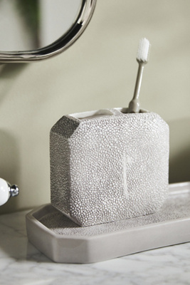 Kassatex Shagreen Toothbrush Holder In Grey