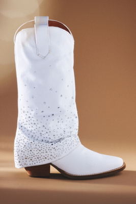 Dingo Eye Candy Knee High Denim Western Boot In White