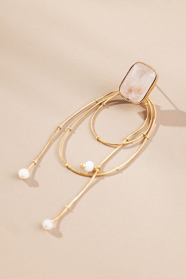 Stone Looped Chain Drop Earrings #4