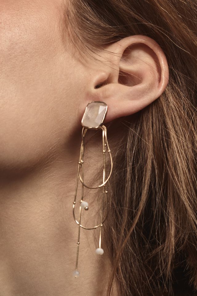 Stone Looped Chain Drop Earrings #1