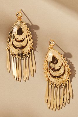 Shop By Anthropologie Western Fringe Teardrop Earrings In Gold