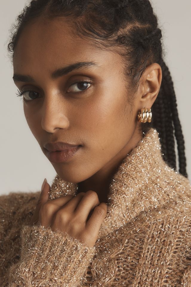 Triple Loop Huggie Earrings #1