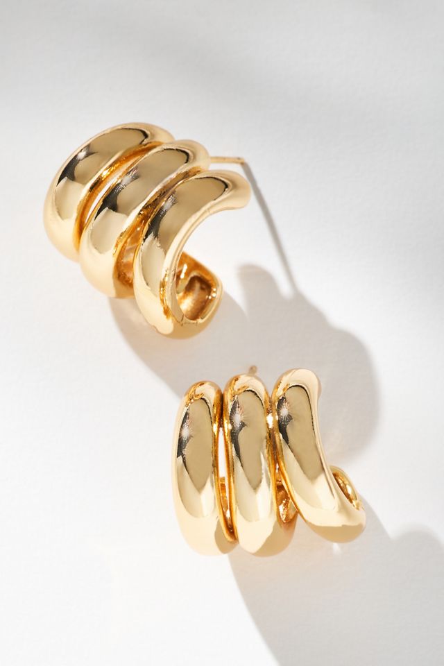 Triple Loop Huggie Earrings #2