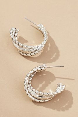 Shop By Anthropologie Twisted Lasso Hoop Earrings In Silver