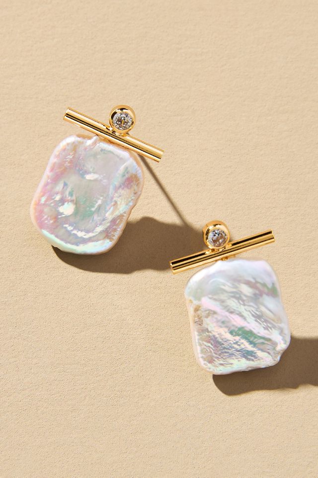 Iridescent Pearl Post Earrings | Anthropologie