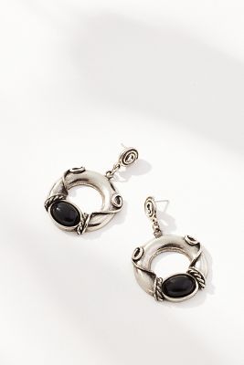 Shop By Anthropologie Western Circle Stone Drop Earrings In Silver