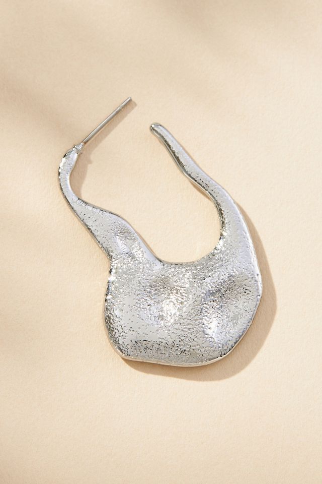 Abstract Wavy Textured Hoop Earrings #1