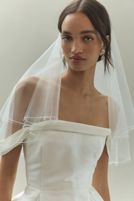 Bhldn Mini Pearl-trim Veil In White