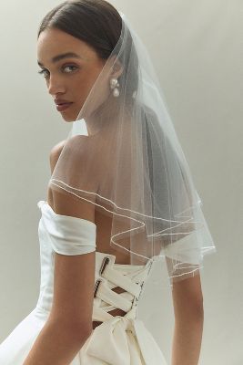 BHLDN Mini Pearl-Trim Veil #1